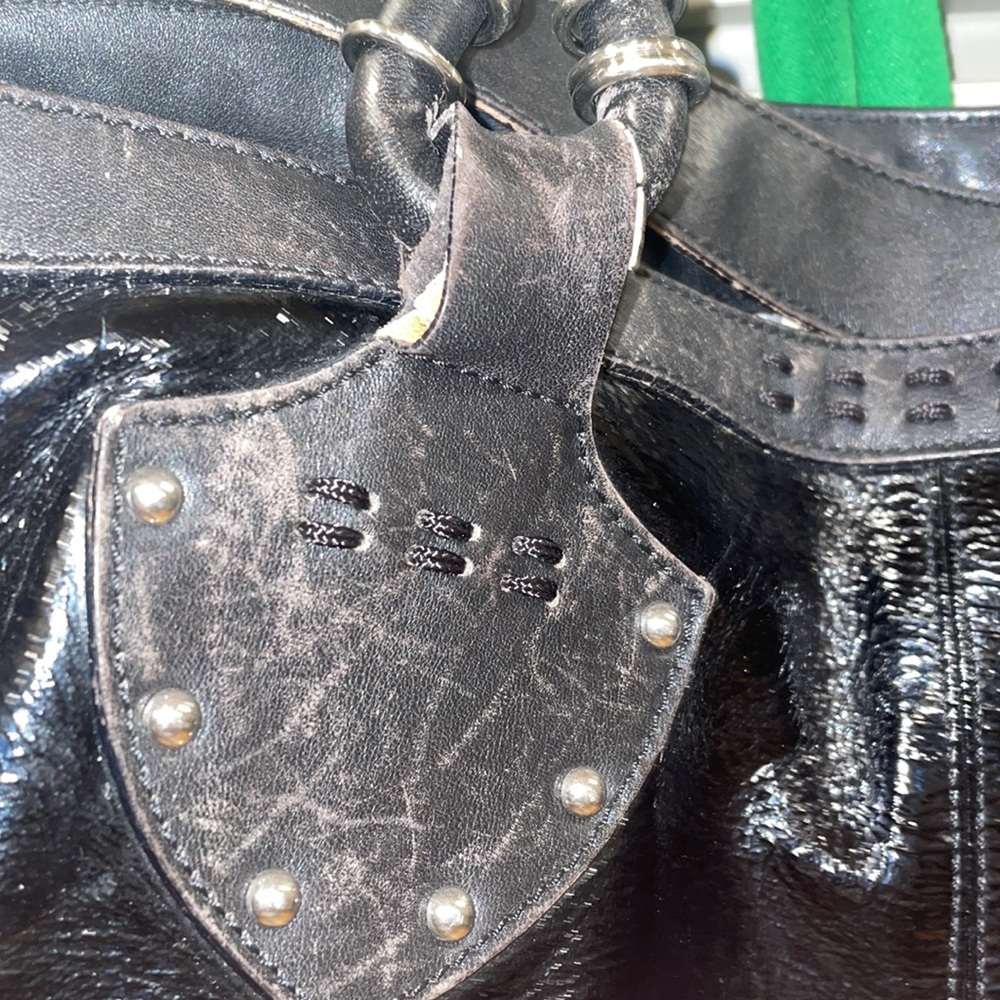 Donald J Pliner Patent Black Leather Handbag - Picture 6 of 15